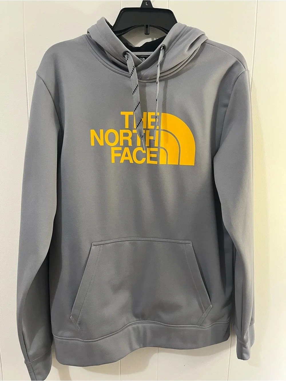 The North Face Men's Gray Hoodie with Yellow Logo